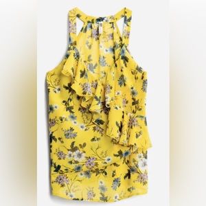 KUT From the Kloth  Size XL Halene Ruffle Detail Yellow Blouse